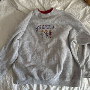 Sisters Graphic Gray Crewneck Sweater